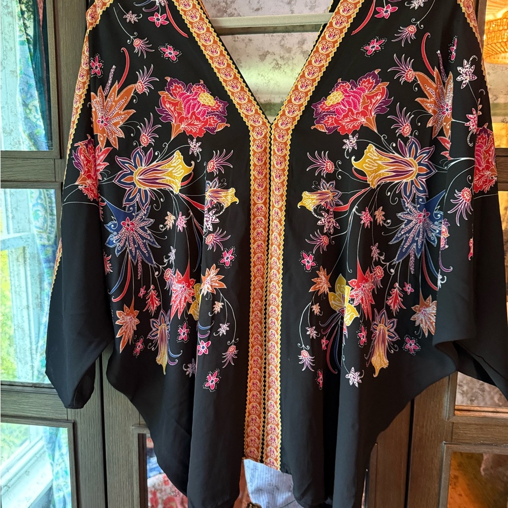 Rose & Olive Black Floral Blouse